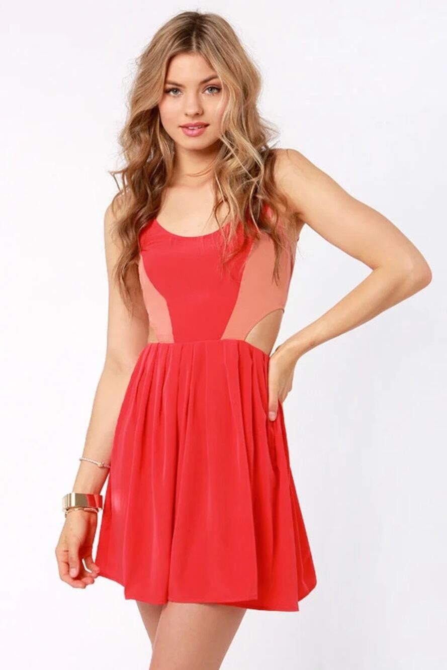 BB Dakota Ripley Cutout Bodycon Dress Pink Red Cocktail Party 0
